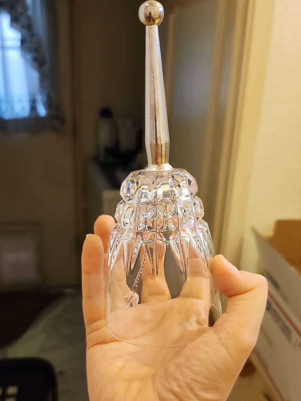 🍁3/$25👉*VTG* PRINCESS HOUSE 24% LEAD CRYSTAL DINNER BELL #499 W/ SILVER HANDLE